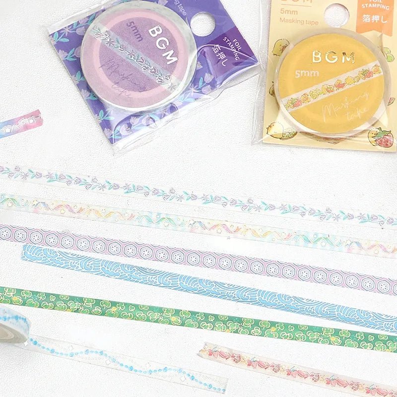 Washi Tape Silver Purple Flower - 5 mm - BGM - Tidformera