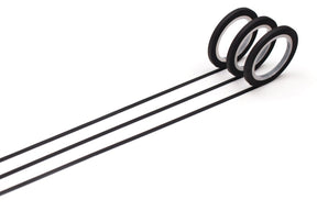 Washi Tape Slim 3 mm 3-pack - Black från MT masking tape. Tre stycken svarta utrullade dekorationstejpar. - Tidformera