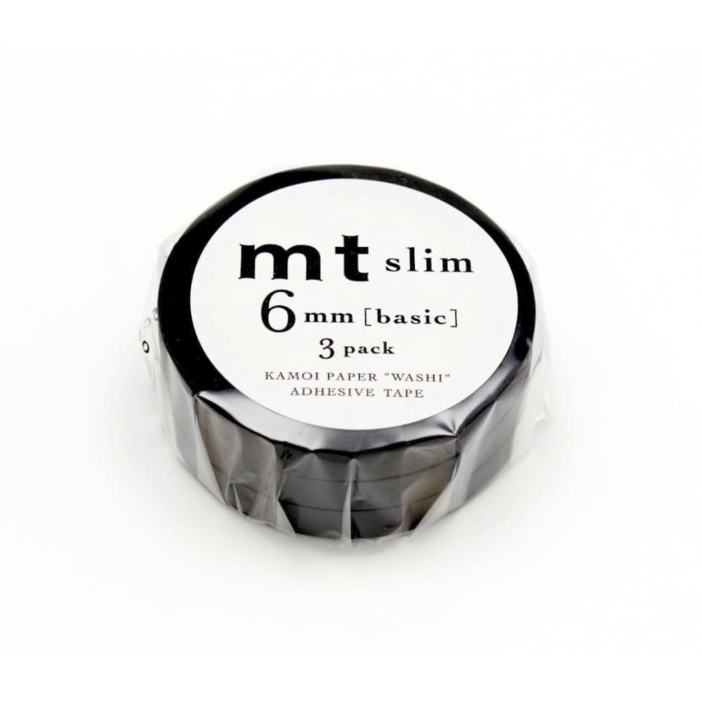 Washi Tape Slim 6 mm 3-pack - Black 3-pack - MT masking tape - Tidformera