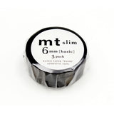 Washi Tape Slim 6 mm 3-pack - Black 3-pack - MT masking tape - Tidformera