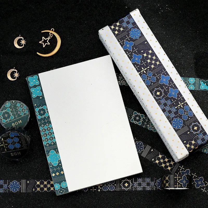 Washi Tape Tile Art - Night Sky - BGM - Tidformera