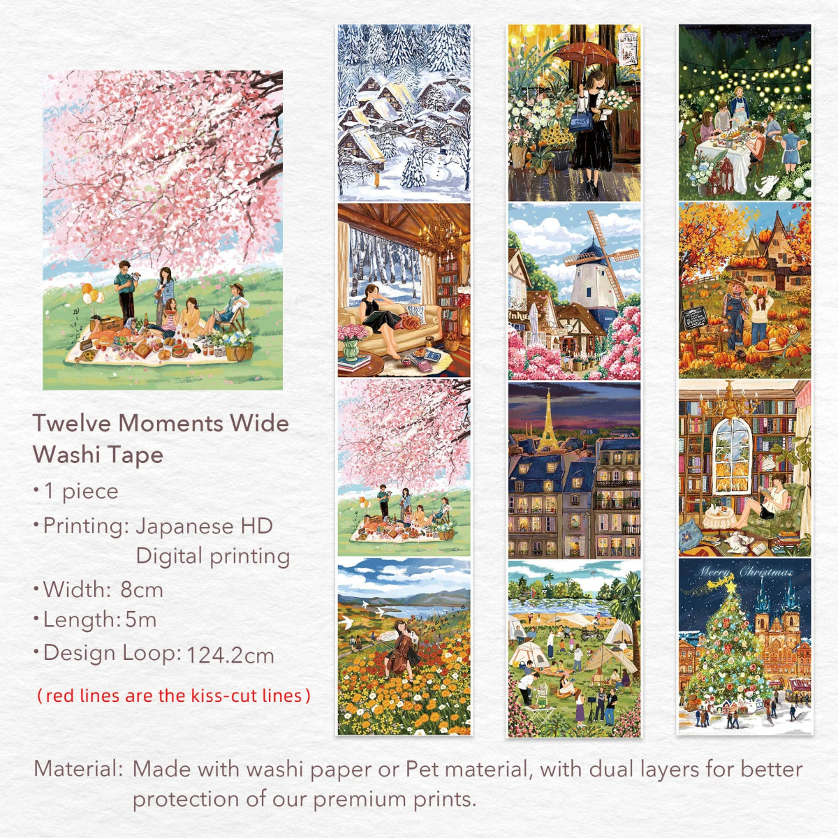 Washi Tape Twelve Moments - 80 mm - Washi Tape Shop - Tidformera