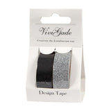 Washi tape Vivi Gade Glitter Enfärgat - Black 2-pack - Creotime - Tidformera