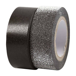 Washi tape Vivi Gade Glitter Enfärgat - Black 2 - pack - 1 - Creotime - Tidformera