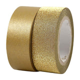 Washi tape Vivi Gade Glitter Enfärgat - Gold 2-pack - Creotime - Tidformera