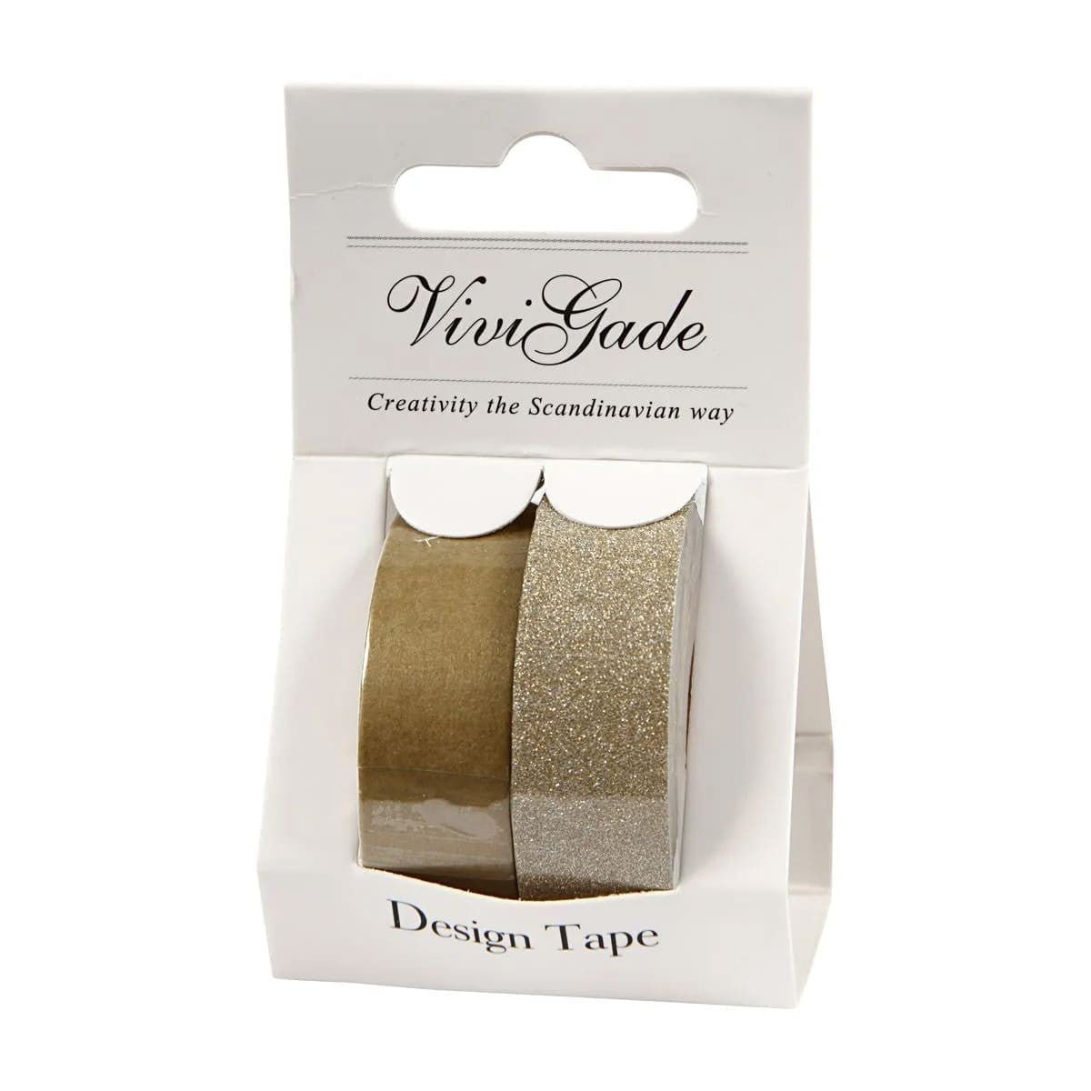 Washi tape Vivi Gade Glitter Enfärgat - Gold 2-pack - Creotime - Tidformera