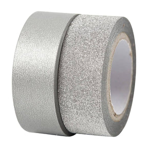Washi tape Vivi Gade Glitter Enfärgat - Silver 2 - pack - 1 - Creotime - Tidformera
