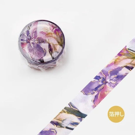 Dekorationstejp med lila blommor. Washi Tape Watercolor Flower - Iris från BGM - Tidformera