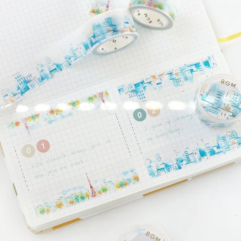 Washi Tape Watercolor Town - Metropolitan - 5 - BGM - Tidformera