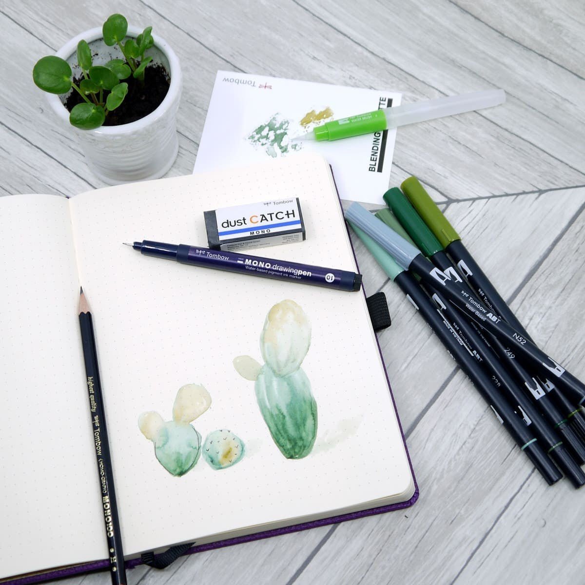 Watercoloring set - Greenery - Tombow - Tidformera