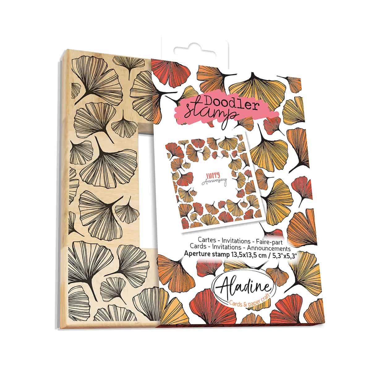 Wooden Doodler Stamp - Gingko - 1 - Aladine - Tidformera