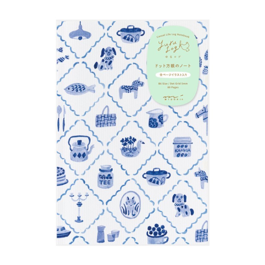 Yuru Log Notebook B6 Dotted - Blue Nordic - 1 - Midori - Tidformera