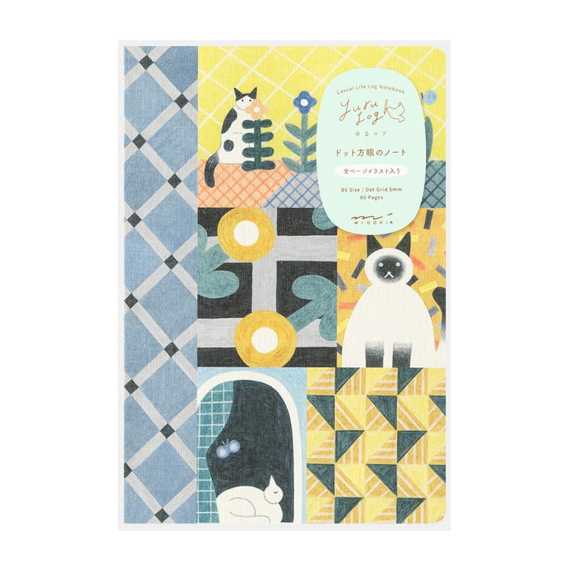Yuru Log Notebook B6 Dotted - Cat - 1 - Midori - Tidformera