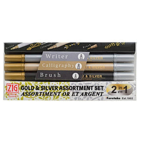 3-pack med ZIG Gold & silver Assortment set från ZIG Kuretake - Tidformera